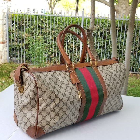 Vintage Gucci large Boston Carryall satchel weekender mini travel bag - Picture 9 of 16